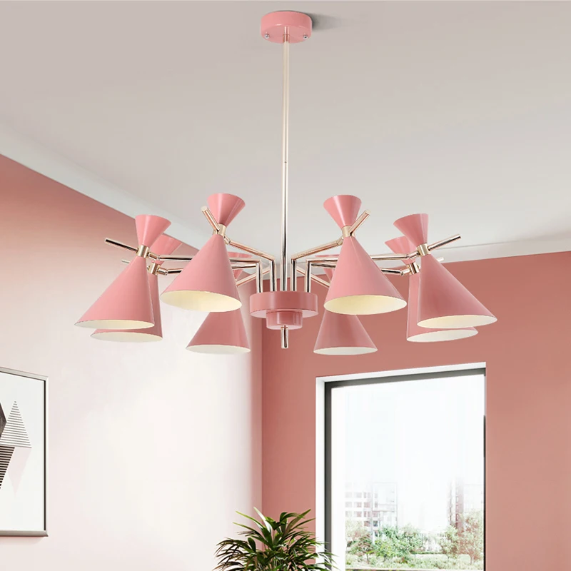 Nordic Chandelier Light Fixture Pink Crystal Lighting Living Room