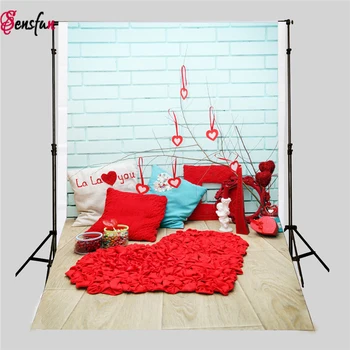 

Photography background Love Romantic Blue wall Pillow Rose Petal photo Fabric Backdrops Wedding Photo studio