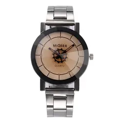 Для мужчин часы 2017, Новая мода Для мужчин кристалл Нержавеющая сталь аналоговые кварцевые часы Наручные часы браслет часы Для мужчин час, 11