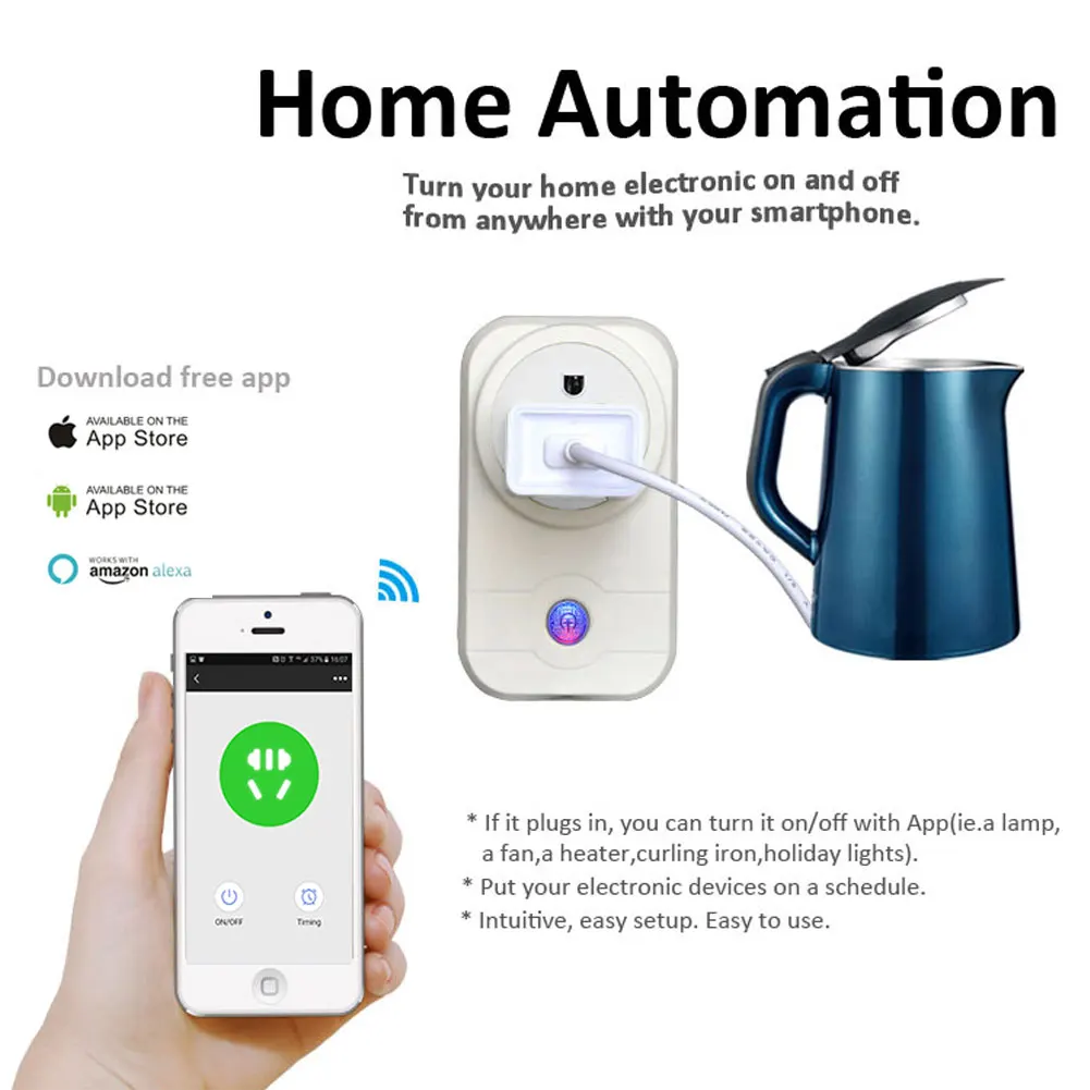 Smart wifi штепсельная розетка Swa1 2,4 ГГц беспроводной пульт дистанционного управления 100-240 В переключатель розетки с функцией времени
