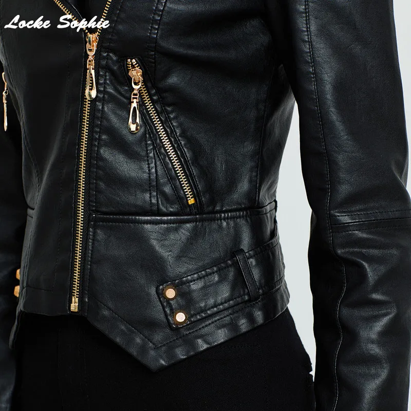 Women's Plus size short jacket coats 2019 Autumn faux fur PU Leather Splicing zipper Irregular Jacket Skinny locomotive coats