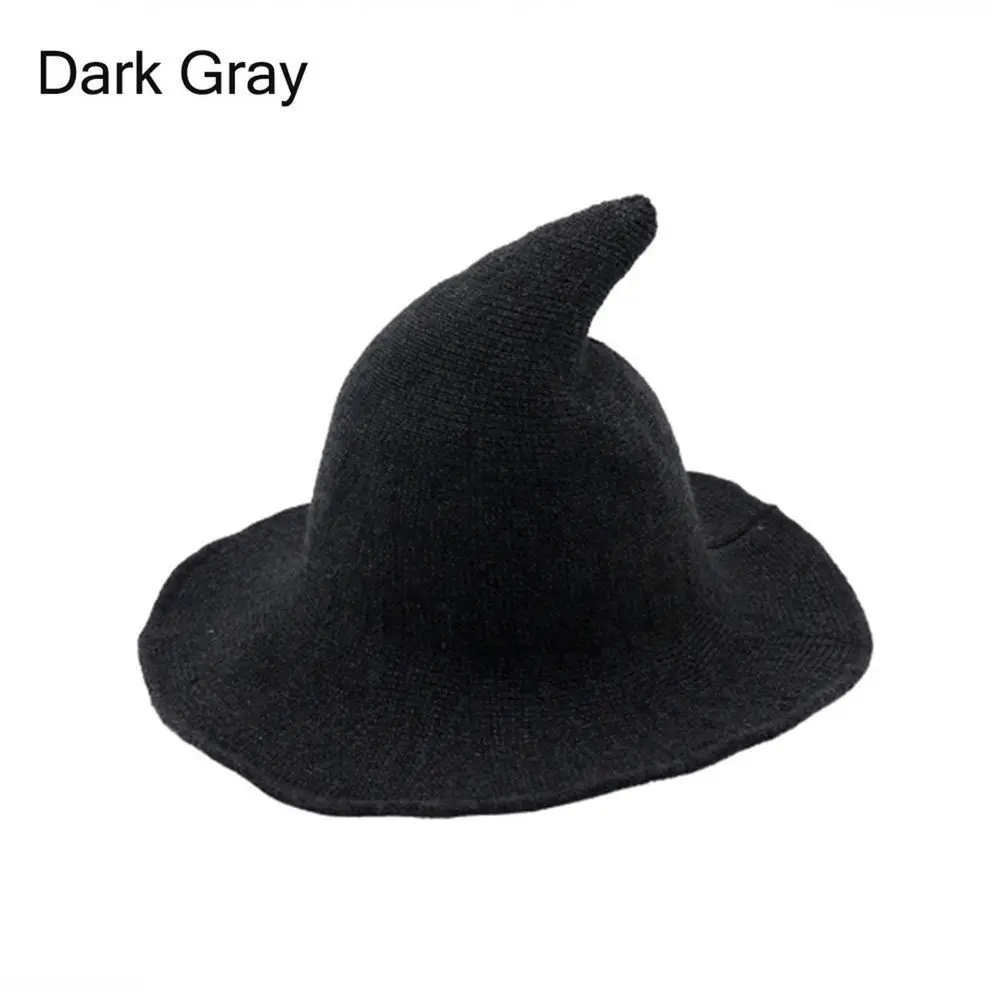 Новые горячие Для женщин современные ведьмы шерсть шляпа складной костюм остроконечный шерстяного фетра Хэллоуин вечерние Шапки ведьмы теплые шапки и кепки - Цвет: Dark Grey