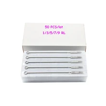 50 шт. стерилизованные иглы для татуировки круглый вкладыш Иглы для татуировки 1RL 3RL 5RL 7RL 9RL для татуировки захват татуировки машина бесплатно