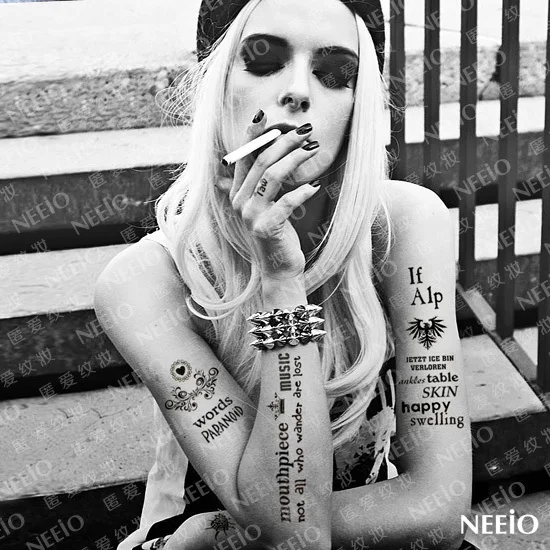 Temporary tattoo letters personalized style pattern word ornamentation