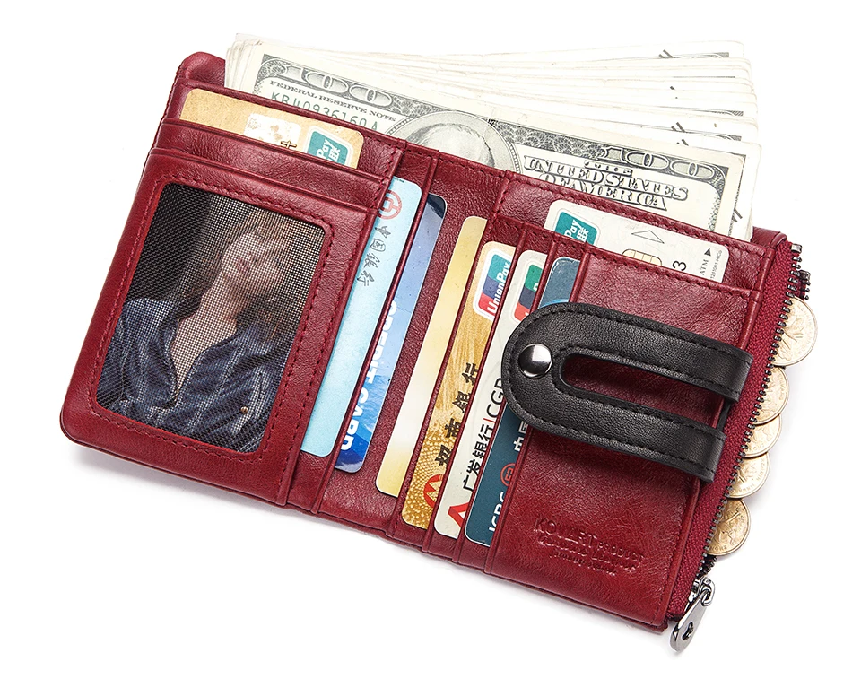Женский кошелек из натуральной кожи, женский короткий клатч, Женский кошелек, портмоне, Rfid, роскошный бренд, сумка для денег, Волшебная молния, кошелек для монет