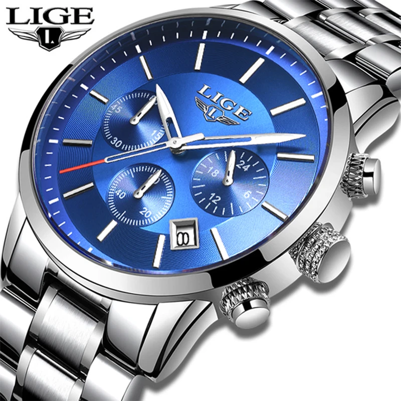 

2019 New Watches Men Luxury Brand LIGE Chronograph Men Sports Watches Waterproof Full Steel Quartz Men's Watch Relogio Masculino