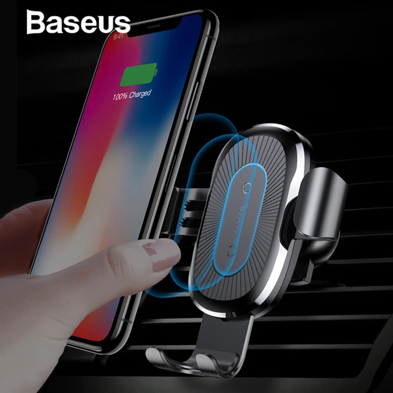 Baseus Qi Car Wireless Charger for iPhone X Xs XR 8 7 10W Fast Charger Car Mount Holder for Samsung S9 S8 Car Phone Charger