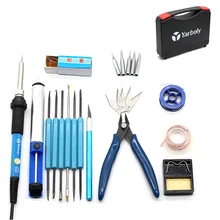 220 В 60 Вт терморегулятор Электрический паяльник Комплект ironTips отпайка насоса наконечник провода плоскогубцы Wrire канифоль сварочные инструменты коробка