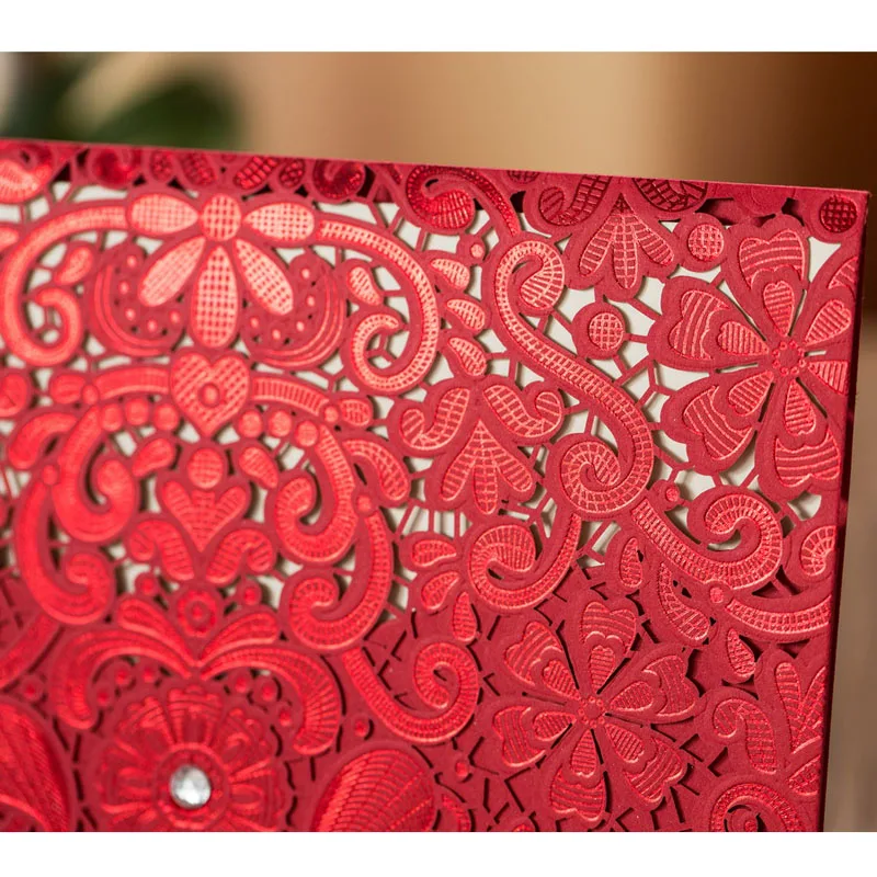 1 шт. золотой, красный, белый лазерный разрез, роскошные свадебные пригласительные открытки с цветочным рисунком, элегантные кружевные конверты с принтом, украшения для свадебной вечеринки