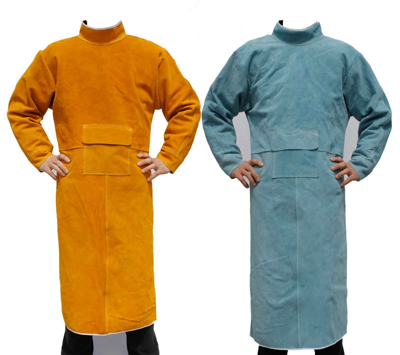 

New Factory clothingDurable Leather Welding Long Coat Apron Protective Clothing Apparel Suit Welder Workplace Safety Clothing