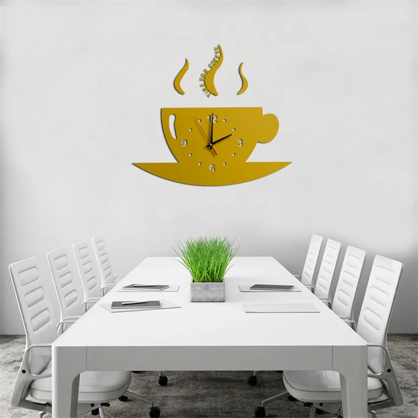 3D modern design  mirror silent new wall clock self adhesive  wall clock kitchen  quartz watch sticker watches home decor klok   (1)