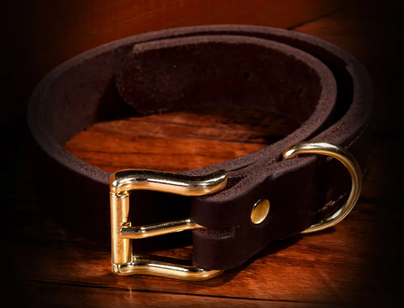 Luxury Real Leather Dog Collar Top Grade Gold Alloy Buckle Brown Leather Pet Collars for Small Medium Large Dogs New Pet Products1