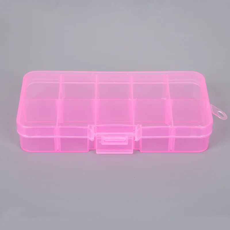 Дешевые «сделай сам» оптом 10 ячеек пластиковые партии Регулируемый ящик для хранения ювелирных изделий Чехол Органайзер для бисера контейнер для дизайнера - Цвет: Pink