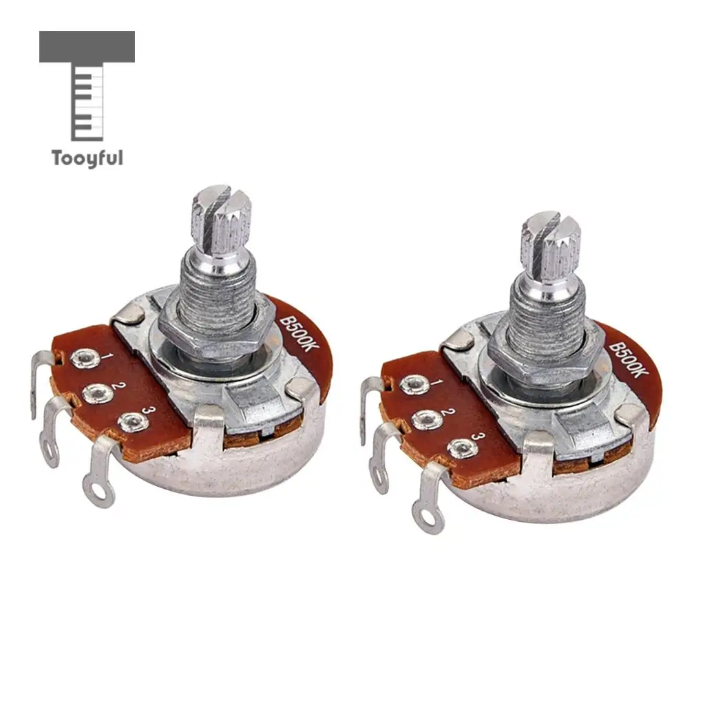 Tooyful 2 Pieces Taper B500K Potentiometer Audio Tone Pots 18mm Split Shaft for Electric Guitars Bass Parts 