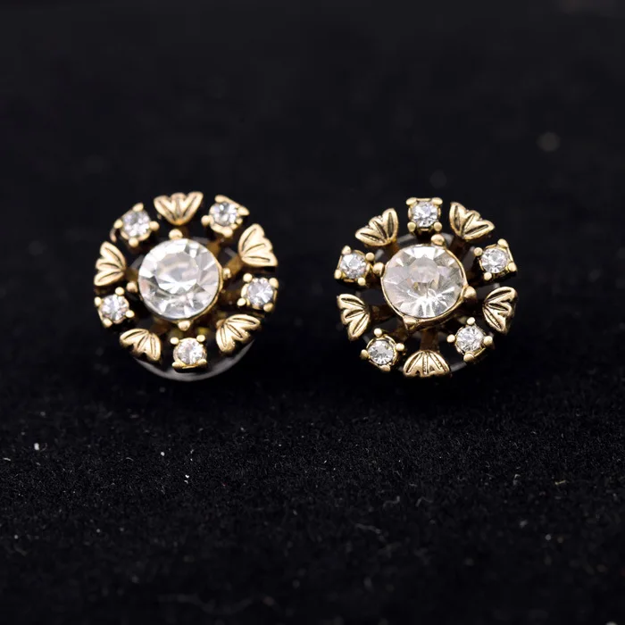 Full crystal bronze plated stud earrings simple new designer for women