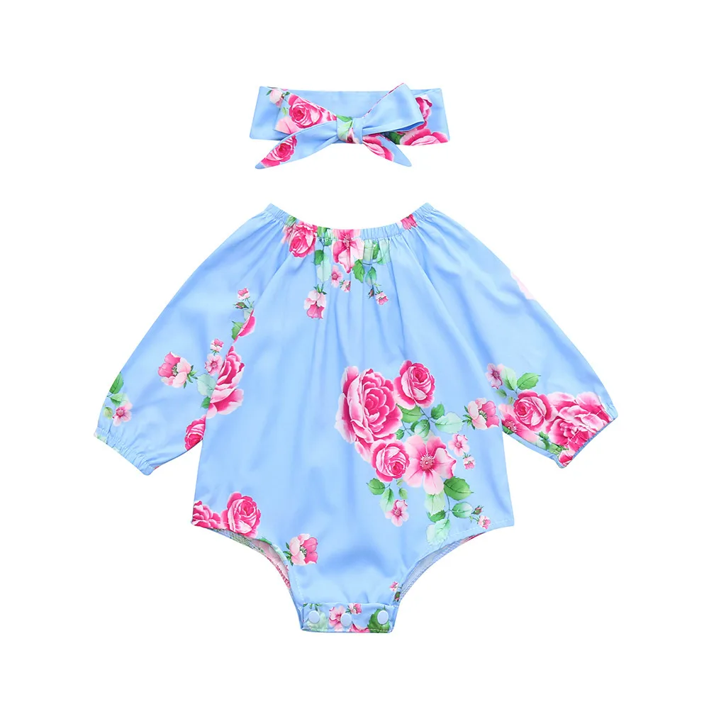 

MUQGEW Romper Infant Baby Girl Boy Floral Headband Clothes Set vetement bebe fille children's clothing for girls vetement enfant