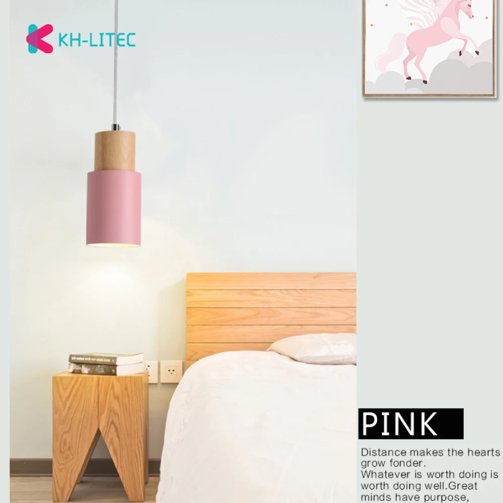Designer-Nordic-simple-Wood-Pendant-Lights-led-hang-lamp-Colorful-Aluminum-fixture-Kitchen-Island-bar-hotel-home-decor-E275