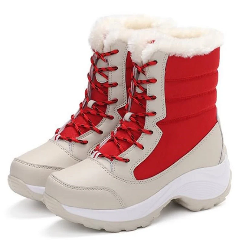 

Big Size Women Snow Boots Winter Warm Women Boots Waterproof Thick Bottom Female Mid-Calf Boots Platform Fur Shoes Woman WSH3134