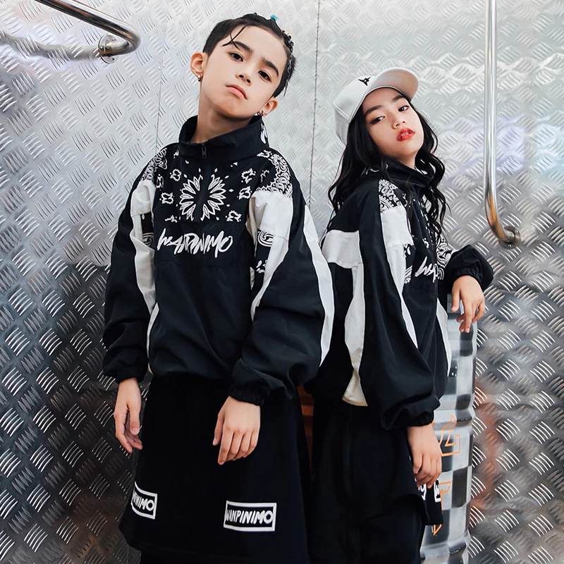 Goede Hip Hop Dans Kostuum Jazz Kostuums Jongens Street Dance Kleding Meisjes Jas Broek Kinderen Show Dancing Outfit Kleding DQS1476