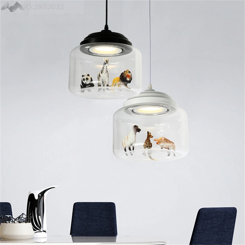 JW_Cute креативный прозрачный стеклянный кулон, светильники, Северный постмодерн, минималистичный бар для животных, лампа для спальни, столовой, для учебы