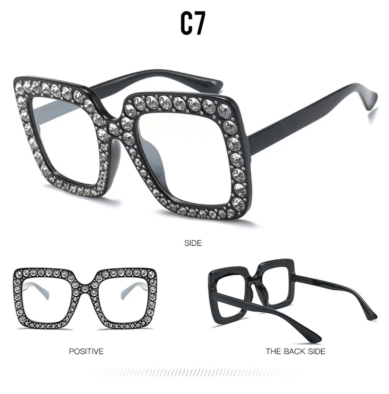 KeiKeSweet Роскошные брендовые дизайнерские итальянские солнцезащитные очки с большими кристаллами, квадратные оттенки, женские солнцезащитные очки больших размеров, Ретро стиль, стразы