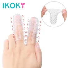 IKOKY Finger Penis Sleeve Vaginal Clitoris Massager Dildo Masturbation Adult Sex Toys for Women G spot