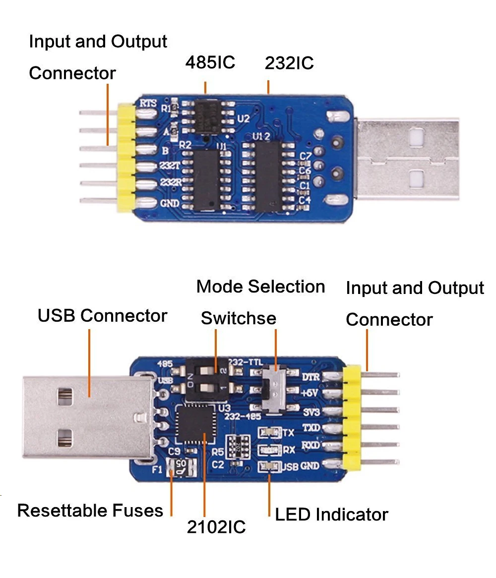 WitMotion USB UART 6 в 1 многофункциональный (USB TTL/RS485/232 TTL RS232/485232 485) последовательный
