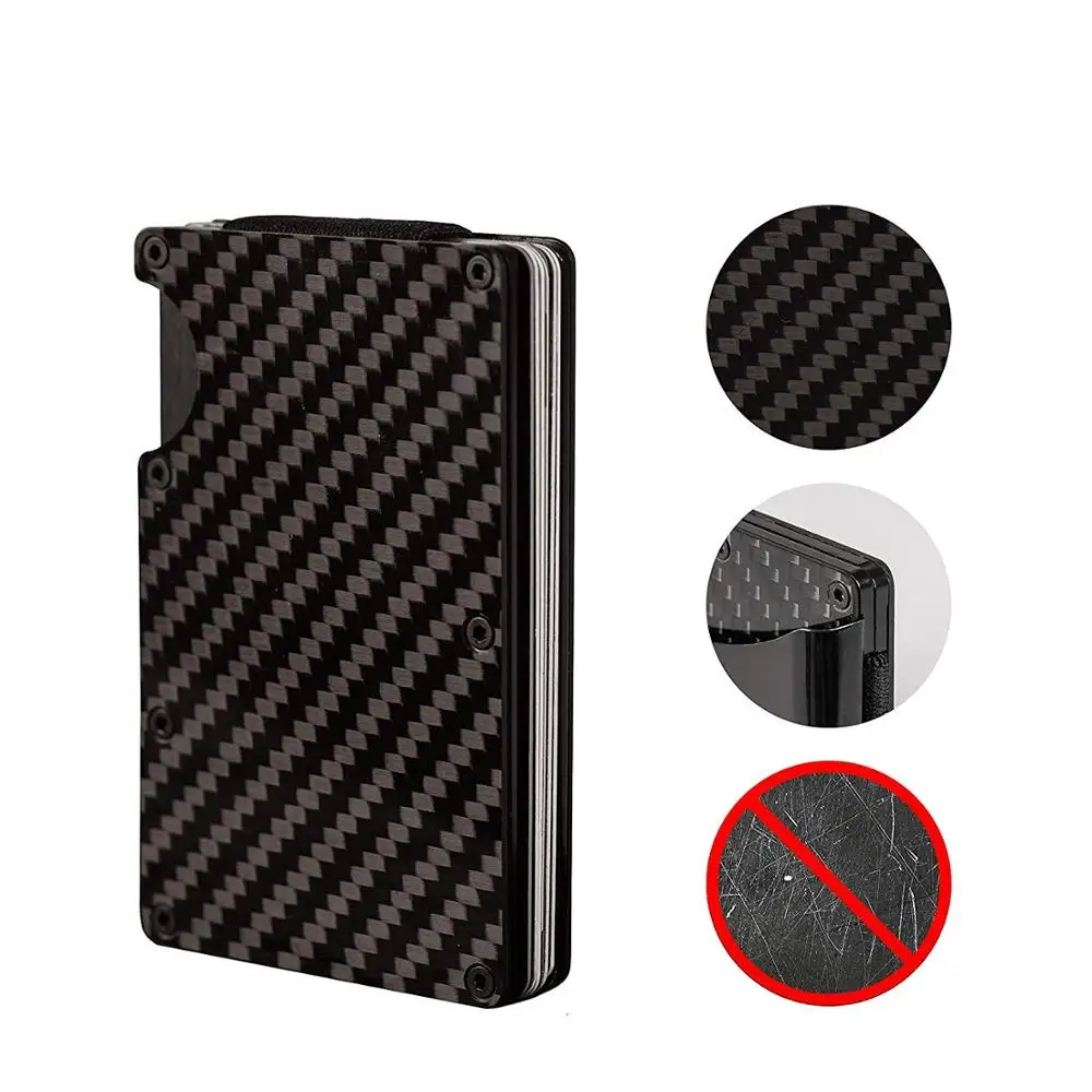 Slim Carbon Fiber Credit Card Holder RFID Non-scan Metal Wallet Purse Male Bamk Card Cases