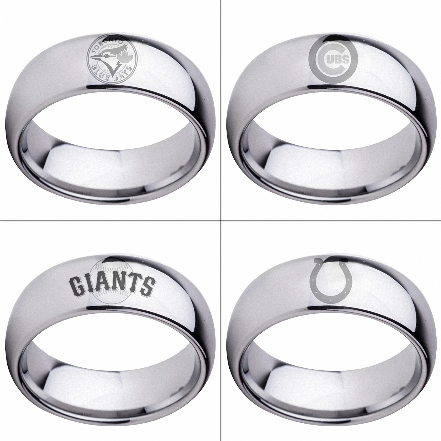 Обручальное гравировка кольцо Toronto Blue Jays Чикаго Кабс San Francisco Giants 8 мм куполом