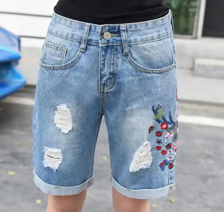 knee length jeans shorts for ladies