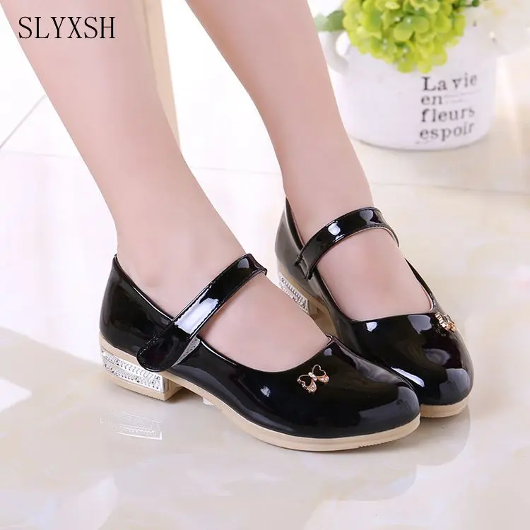 SLYXSH Black Square Heel Rubber Outsole Girl'S Soft PU Leather...