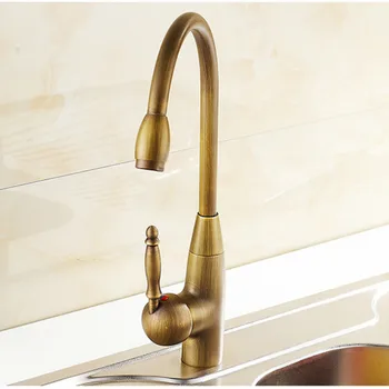 

A1 Copper Refrigeration Hot Faucet Antique Basin Faucet Rotating Kitchen Faucet Sink LU41332