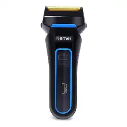 Kemei 3D электрическая Фольга бритвы с заменой бритвенная головка перезаряжаемые и беспроводные Двойные головки бритвы km-2016 черный