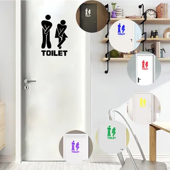 

% WC Toilet Entrance Sign Door Stickers For Public Place Home Decoration Pattern Wall Decals Diy Funny Vinyl Mural Art