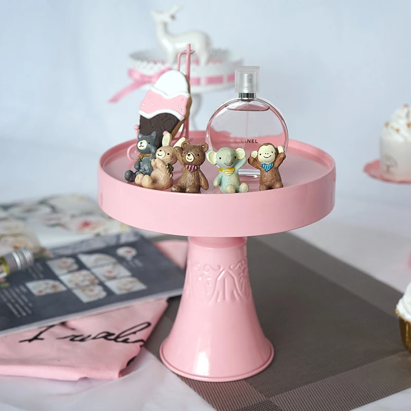 الوردي الراقية زفاف حلويات كعكة لوحة الأوروبية طاولة معدنية تقف pink زفاف الدعائم