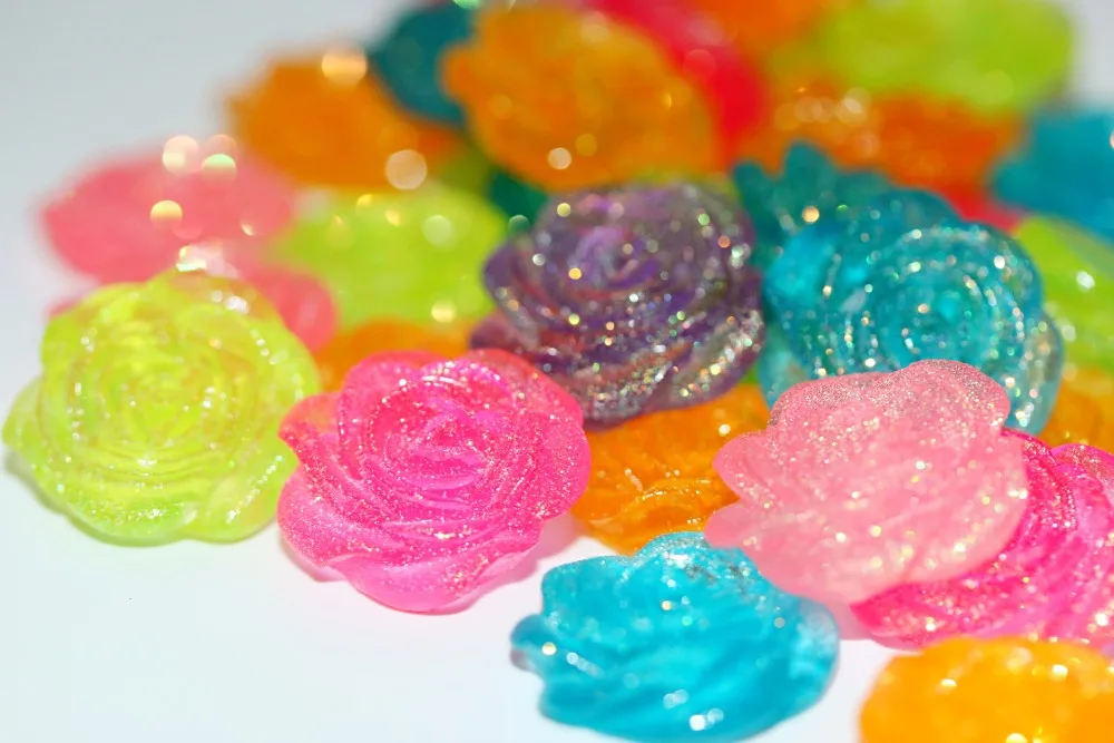

22mm Flat Back Resin Bling Flower Cabochons 10pcs/lot