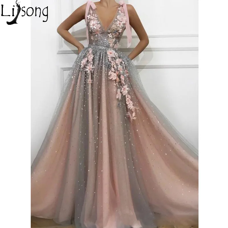Luxurious Lace Beaded 2019 African Evening Dresses Deep V-enck Sequins A-line Prom Dresses Sexy Vintage Formal Party Bridesmaid Gowns 149
