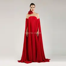 Nach Maß Rotes Chiffon Muslimischen Stil Abendkleid Dubai Kaftan Abaya Arabisch Formale Kleid
