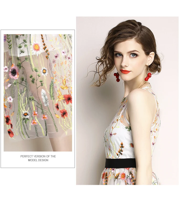 Вечерние платья с вышивкой, Подиумные Цветочные богемные платья с цветочной вышивкой, 2 предмета, винтажные сетчатые платья в стиле бохо для женщин, Vestido D75905