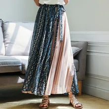 Женская стильная шифоновая юбка, Женская Длинная Юбка со шнуровкой и высокой талией, асимметричная плиссированная юбка, юбки в этническом стиле