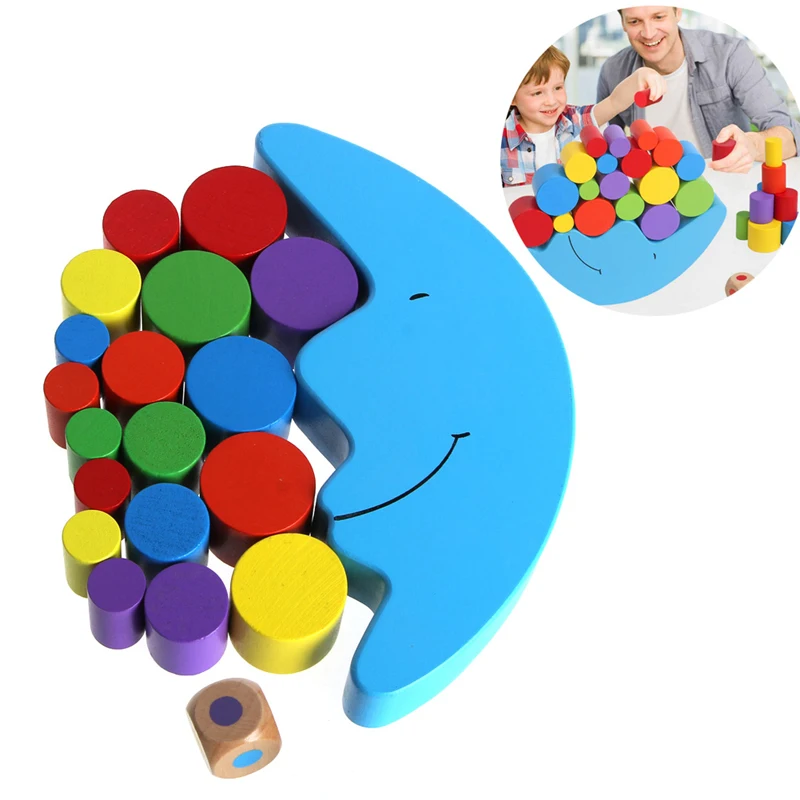 

Baby Wood Moon Shape Balancing Toy Building Blocks Early Learning Toy Free shipping