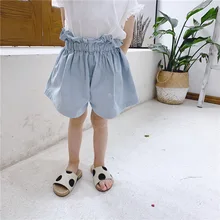 Летние детские шорты для девочек Дети Высокая талия Твердые Короткие пляжные шорты одежда дропшиппинг Одежда малышей