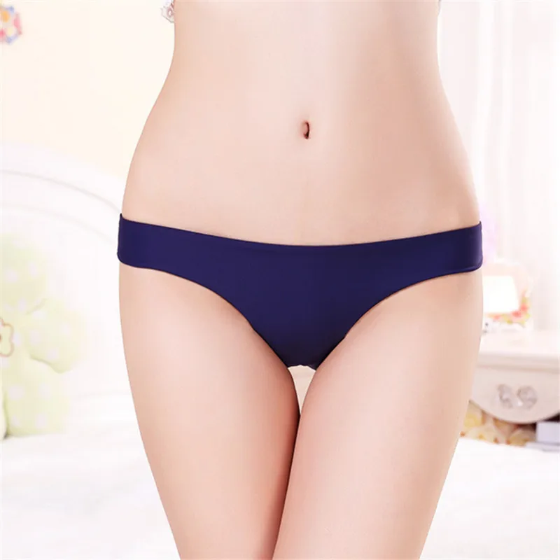 Epacket Shipping Ladies Light and thin Briefs Ice-silk Seamless But Lace Back Women's Triangles Panties Big Size S-2XL-6