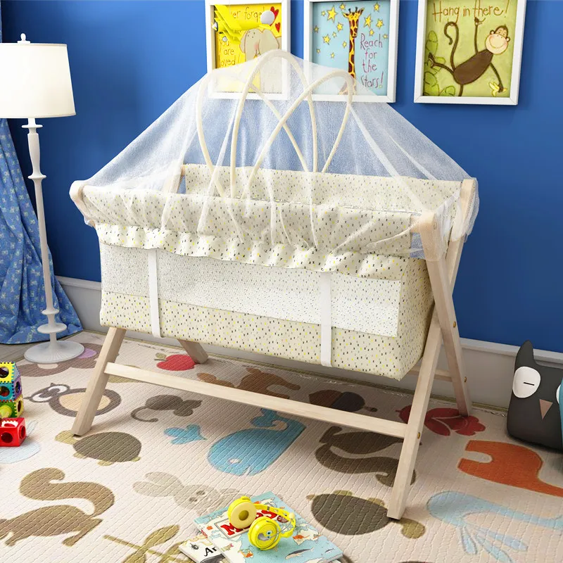 wooden rocking baby cradle