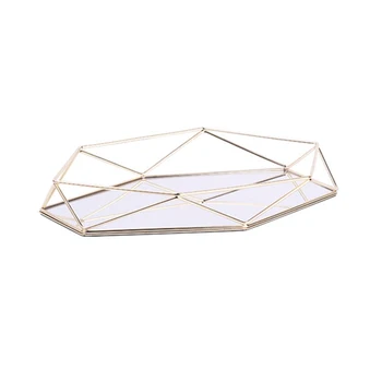 

Nordic Style Glass Copper Geometry Hexagon Storage Basket Boxes Simplicity Style Home Organizer Jewelry Necklace Box