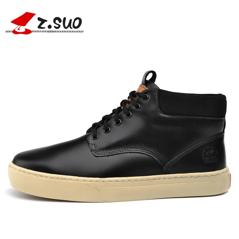 

Z. Suo men boots. The first layer of cowhide fashion boots man, pure color with men's casual shoes, Zapatos de cuero zs9705