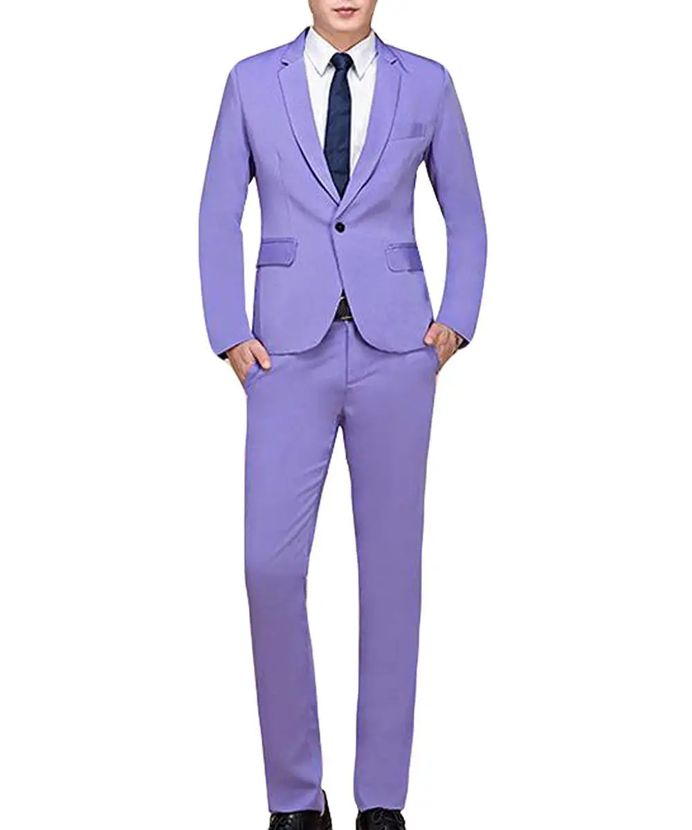 Mens suit Two Pieces Men Dress Royal blue/Grey/Burgundy/Navy Casual Commuter office business suits for wedding(Blazer+Pants+Tie)