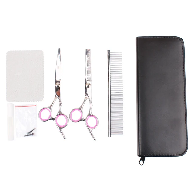 Hoopet 8pcs/Set Pet Dog Cat Hair Trimmer Remover Shedding Grooming Scissors Stainless Steel Pet Grooming Set Shears Kit