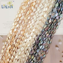 LII Ji натуральный 3 цвета можно выбрать пресноводные жемчужные бусины 10x15 мм в форме ромба свободные бусины для DIY браслет ожерелье около 37 см