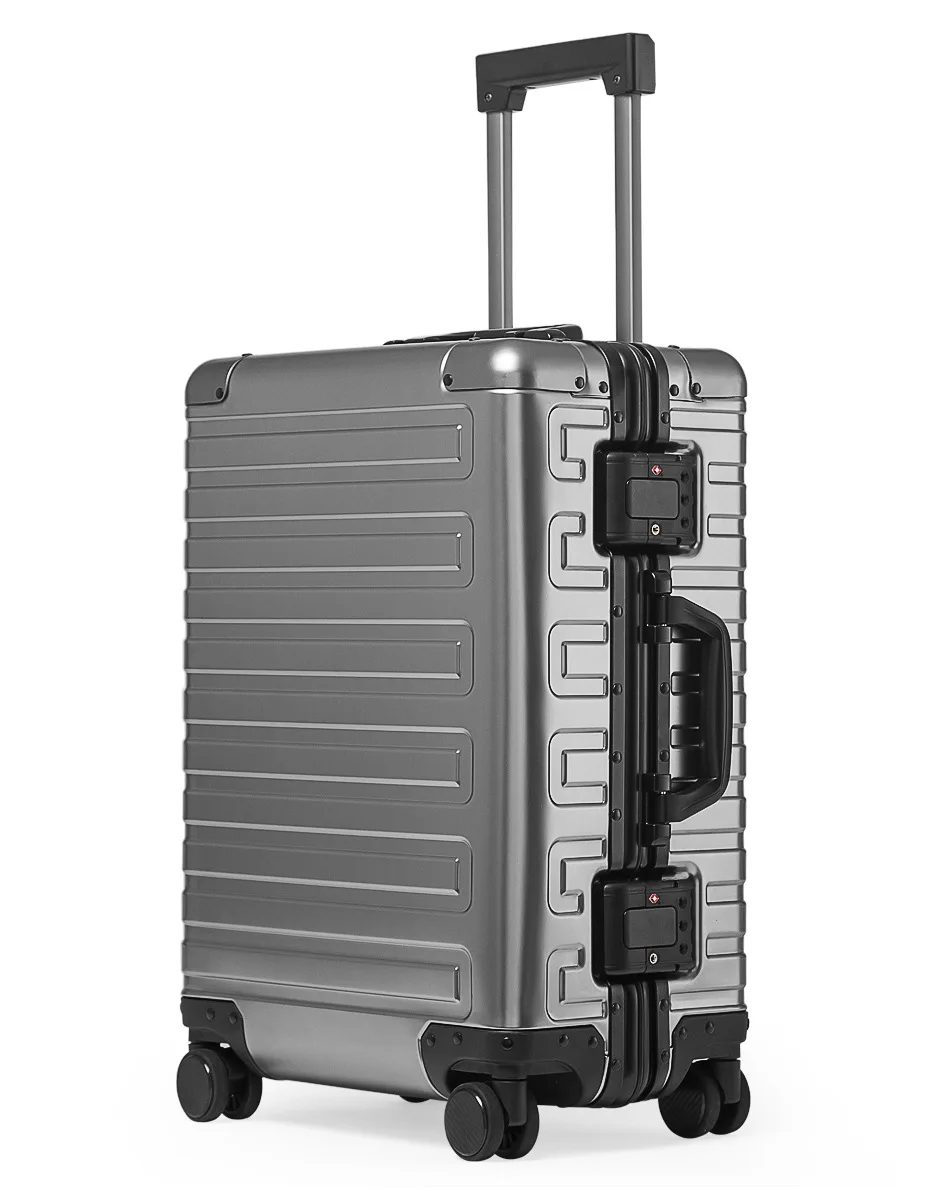 

100% Aluminum Travel Suitcase Trolley Rolling Koffer Boarding Luggage Valise Cabine TSA Lock bavul mala de viagem maletas carro